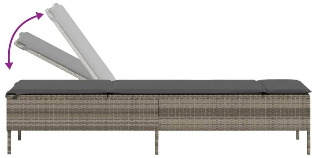 vidaXL Ξαπλώστρα με Μαξιλάρι Γκρι από Συνθετικό Ρατάν