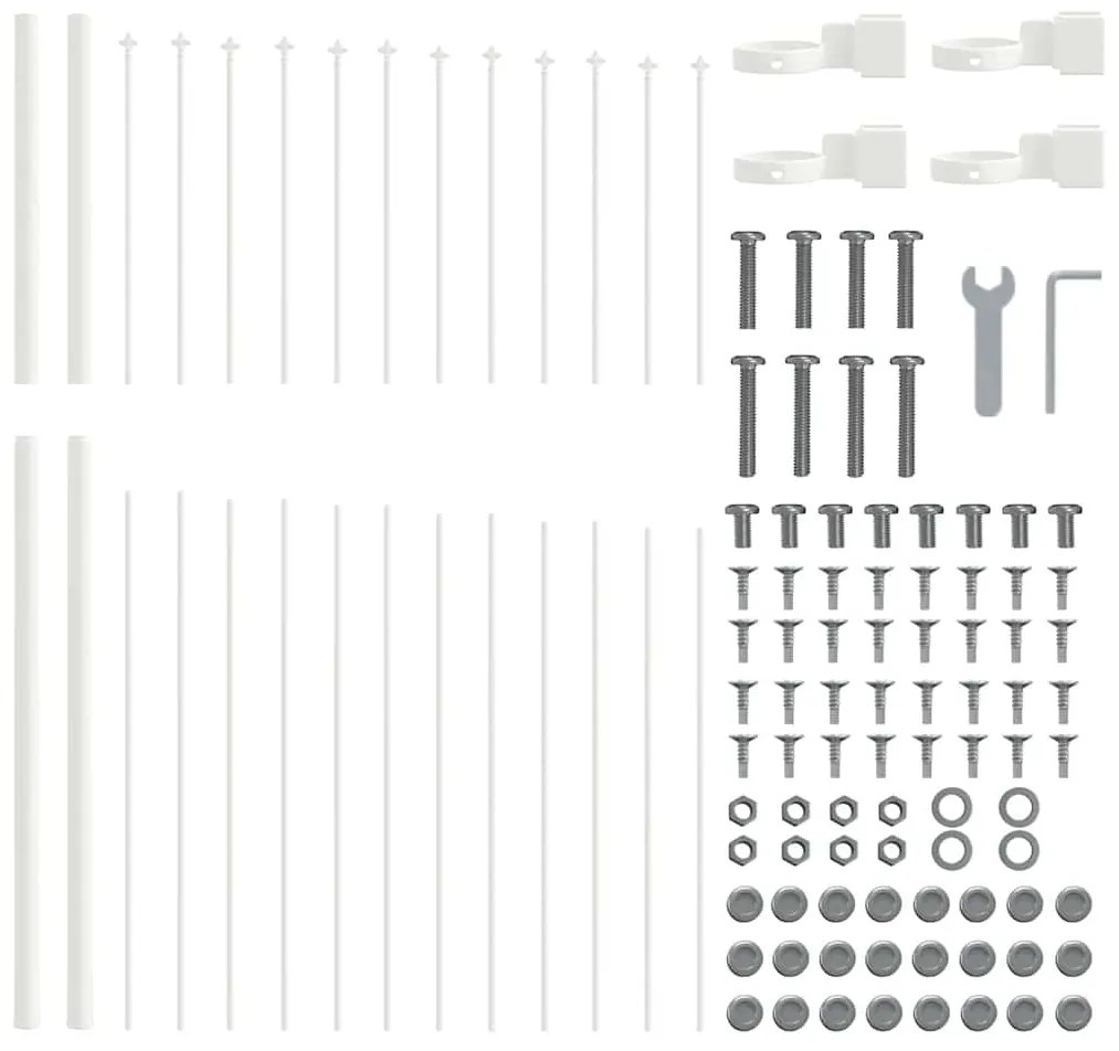 vidaXL Λευκός Κήπος Φράχτης με Τόξο, 3.4μ x 1.25μ - Φτιαγμένος από Χάλυβα