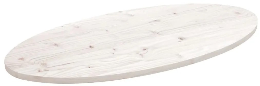 vidaXL Επιφάνεια Τραπεζιού Οβάλ Λευκή 110x55x2,5 εκ. Μασίφ Ξύλο Πεύκου