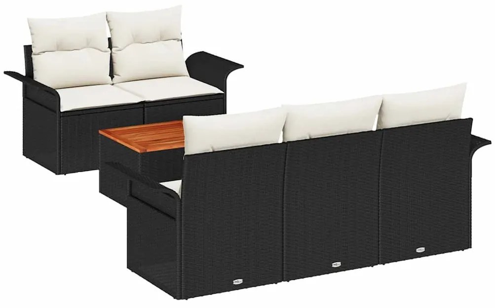 vidaXL Σετ Καναπέ Κήπου με μαξιλάρι 6 pcs Μαύρο συνθετικό ρατάν