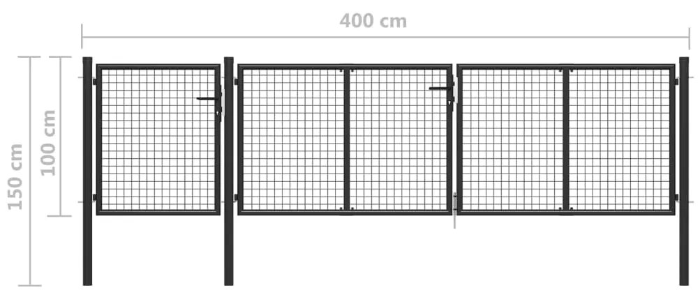 vidaXL Πόρτα Κήπου Ανθρακί 400x100 εκ. από Ατσάλι