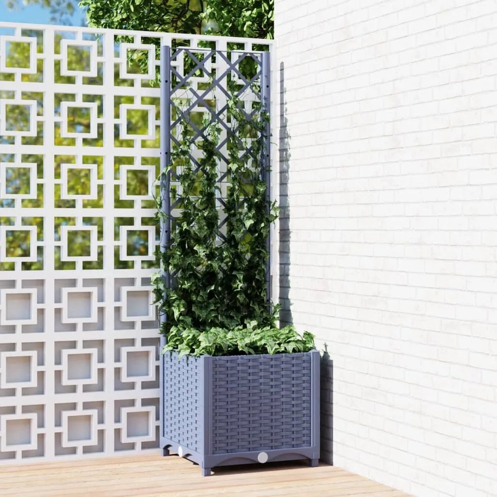 vidaXL Ζαρντινιέρα Κήπου με Καφασωτό Μπλε Γκρι 40x40x136 εκ. από PP