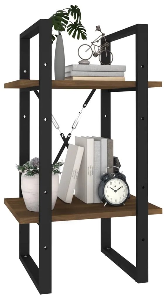 vidaXL Βιβλιοθήκη με 2 Ράφια Καφέ Δρυς 40x30x70 εκ. Επεξεργ. Ξύλο