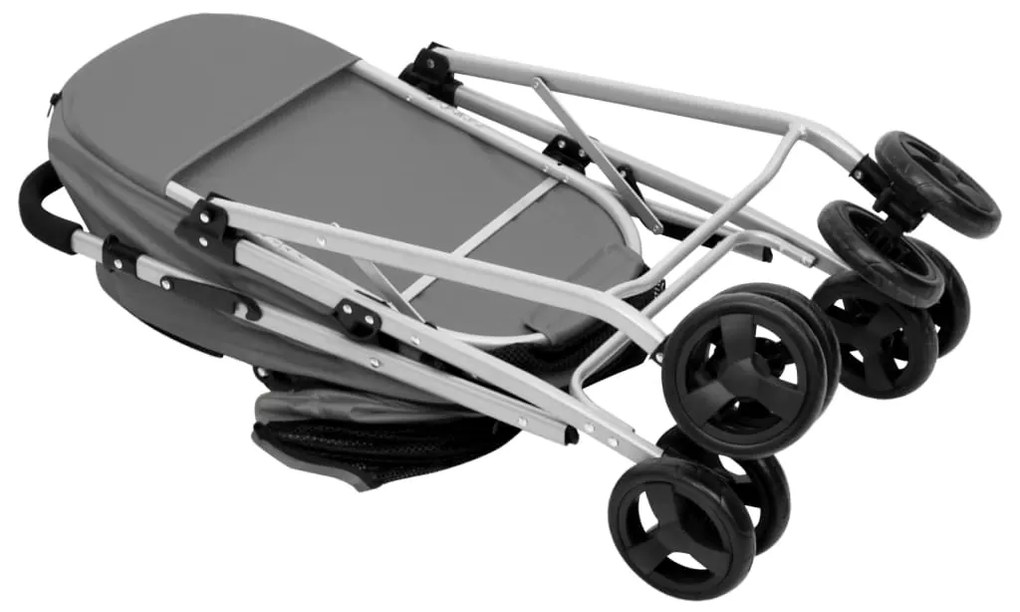 vidaXL Καρότσι Σκύλου Πτυσσόμενο Γκρι 83 x 48 x 97 εκ. Ύφασμα Oxford
