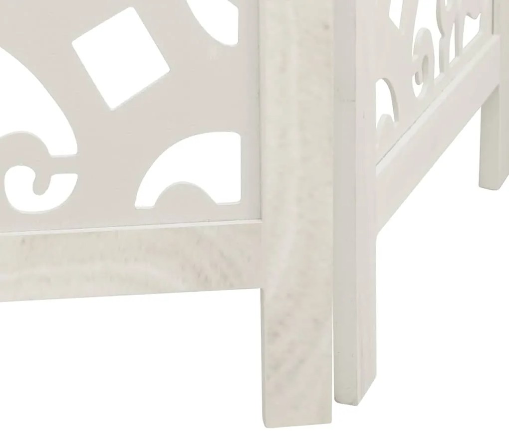 vidaXL Διαχωριστικό Χώρου με 4 Πάνελ Λευκό από Μασίφ Ξύλο Παυλώνιας