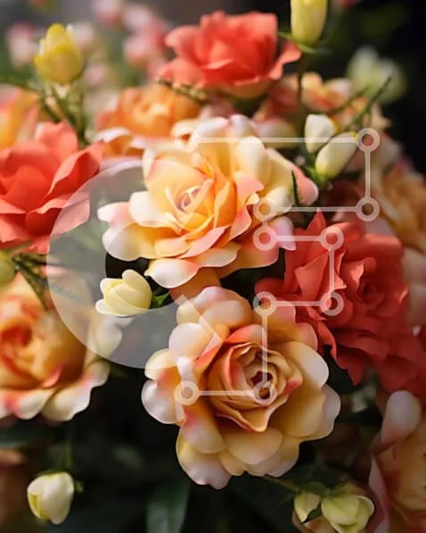 Intra Συλλεκτικό Ξύλινο Παζλ Plywood  4mm - Πολύχρωμο μπουκέτο με τεχνητά τριαντάφυλλα σε βάζο Σε Ξύλινο Κουτί - Διαστάσεις Puzzle: 10x10 cm – 25 κομμάτια