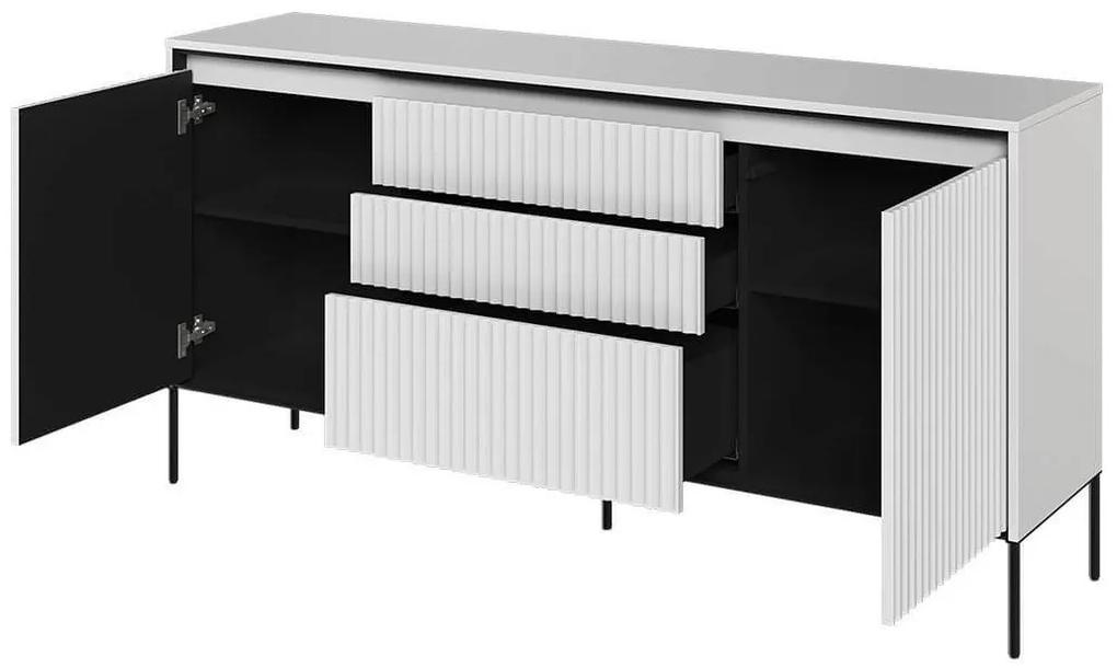 Σιφονιέρα Fresno AM100, Μαύρο, Άσπρο, Με συρτάρια και ντουλάπια, Αριθμός συρταριών: 3, 83x166x40cm, 46 kg | Epipla1.gr