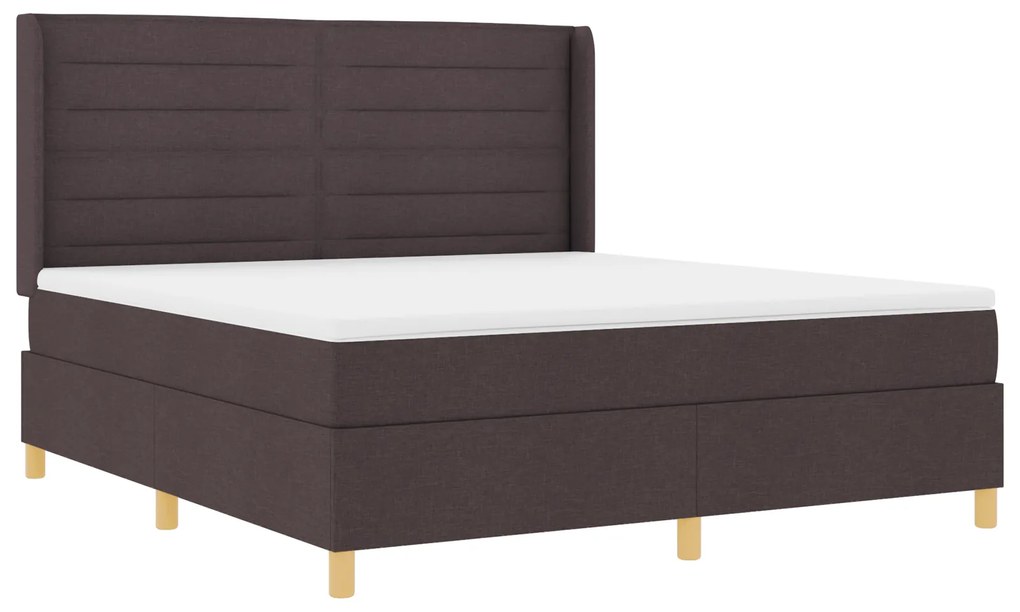 vidaXL κρεβάτι Box Spring με Στρώμα και LED Καφετί 180x200 εκ Υφασμάτινο
