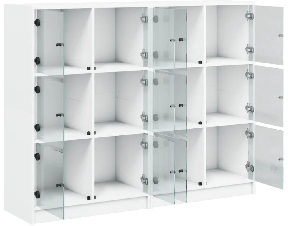 vidaXL Βιβλιοθήκη με Πόρτες Λευκή 136x37x109 εκ. από Επεξεργ. Ξύλο
