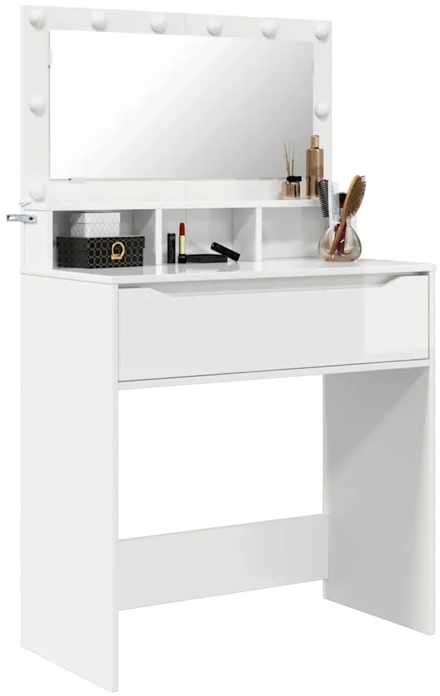 vidaXL Τραπέζια Ντυσίματος Κρεβατοκάμαρας Υψηλής γυαλάδας λευκό