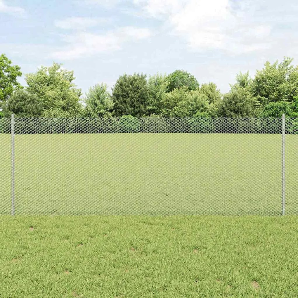 vidaXL Φράχτης με Στήλες. Ασημί 0.8 x 25 m Ατσάλι
