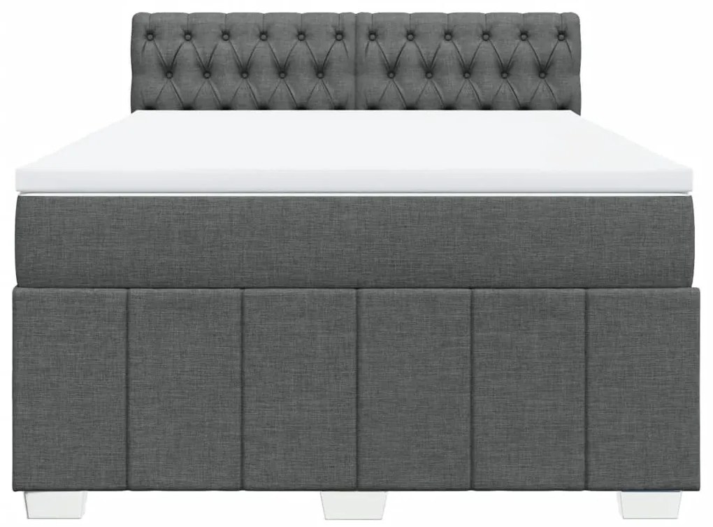vidaXL Κρεβάτι Boxspring με Στρώμα Σκούρο Γκρι 140x200 εκ Υφασμάτινο