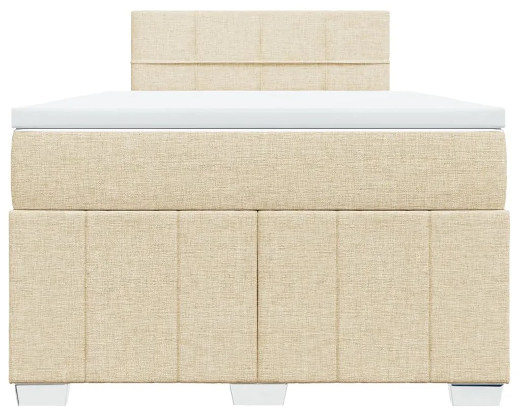 vidaXL Κρεβάτι Boxspring με Στρώμα Κρεμ 120x200 εκ. Υφασμάτινο