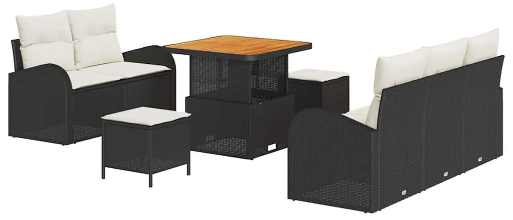 vidaXL Σετ Καναπέ Κήπου 8 pcs Μαύρο συνθετικό ρατάν