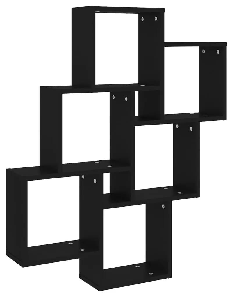 Ραφιέρα Τοίχου με Κύβους Μαύρη 78 x 15 x 93 εκ. από Μοριοσανίδα - Μαύρο