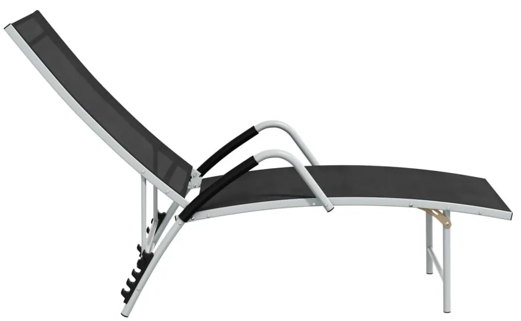 vidaXL Ξαπλώστρα Μαύρη από Textilene και Αλουμίνιο