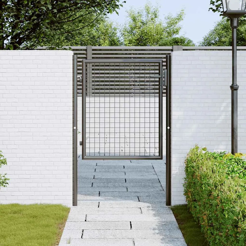 vidaXL Πόρτα Κήπου με Πλέγμα Γκρι 100x75 εκ. από Γαλβανισμένο Ατσάλι