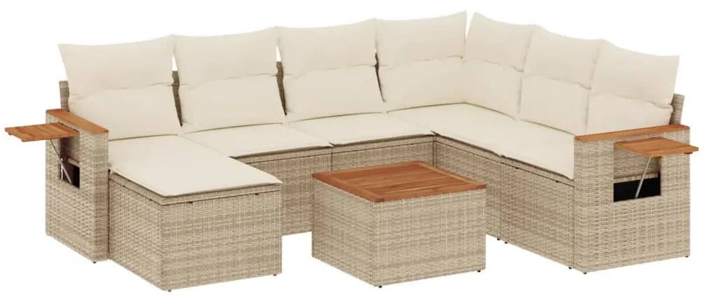 vidaXL Σαλόνι Κήπου Σετ 8 τεμ. Μπεζ Συνθετικό Ρατάν με Μαξιλάρια