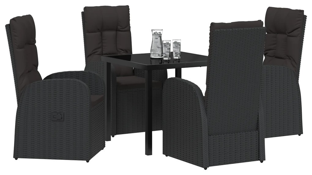 vidaXL Ανακλινόμενες Καρέκλες Κήπου 5 pcs Μαύρο 80 x 80 x 73 εκ