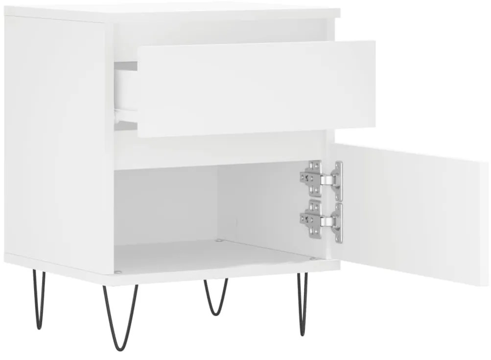 vidaXL Κομοδίνα Λευκά 2 τεμ. 40 x 35 x 50 εκ. από Επεξεργασμένο Ξύλο