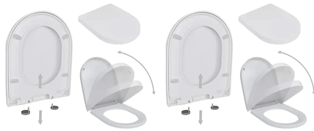 Καλύμματα Λεκάνης με Μηχανισμό Soft Close 2 τεμ. Λευκά Πλαστικά