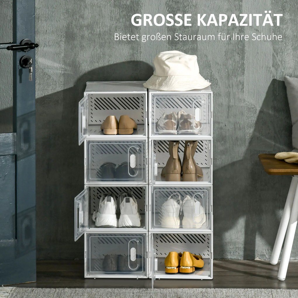 HOMCOM Μοντουλάρ ραφιέρα με 8 θήκες, ραφιέρα σύνδεσης, 25 cm x 35 cm x 19 cm, διαφανές