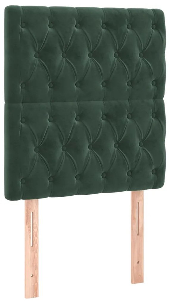 vidaXL Κρεβάτι Boxspring με Στρώμα &amp; LED Σκ. Πράσινο 100x200εκ Βελούδο