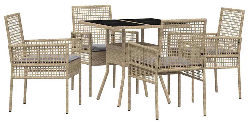 vidaXL Σέτ φαγητού για κήπο 5 pcs Μπεζ Πολυ ράταν