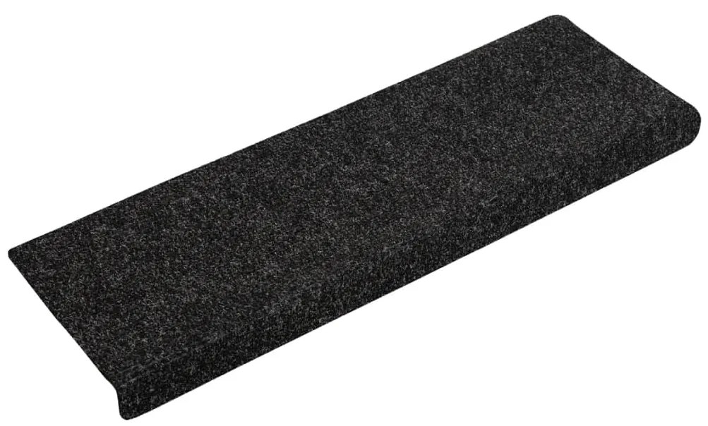 vidaXL Πατάκια Σκαλιών Αυτοκόλλητα 10 τεμ. 65x21x4 εκ. Μαύρα Ορθογώνια Άκρη
