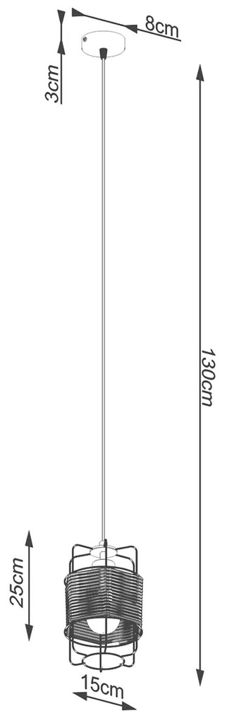 Sollux Κρεμαστό φωτιστικό Gizur 1,1xE27/15w, Χρώμα μαύρο