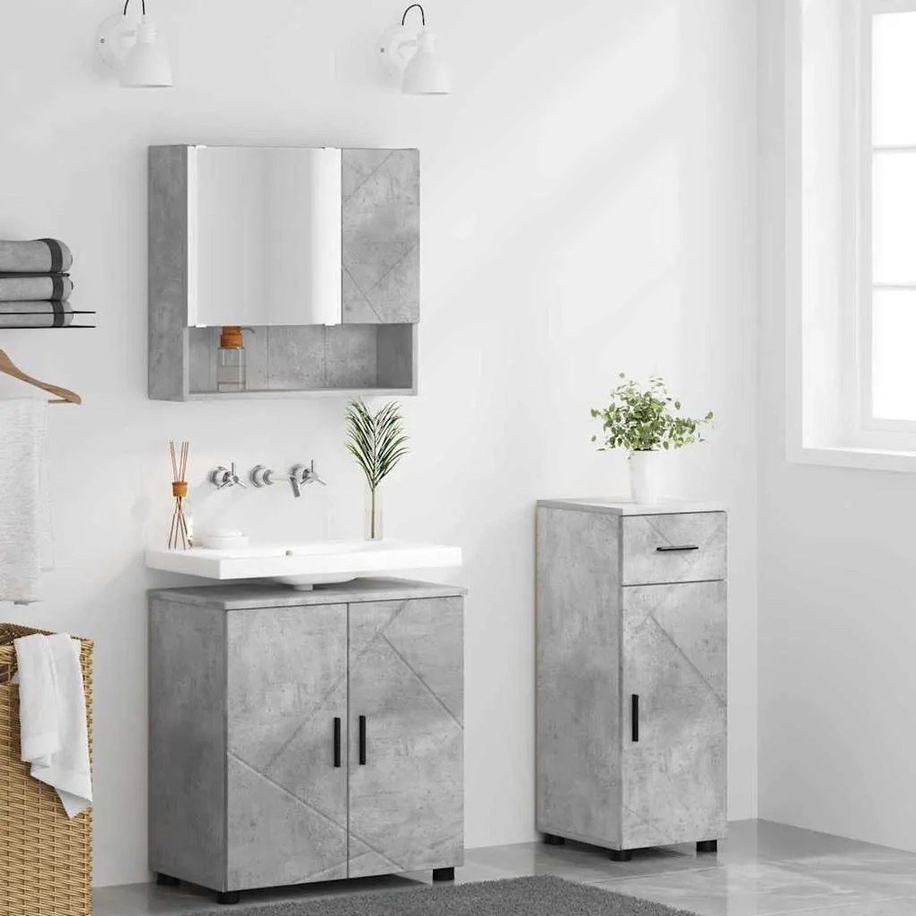 vidaXL Σετ Επίπλων Μπάνιου 3 pcs Γκρι σκυροδέματος 61 x 35 x 64 εκ.