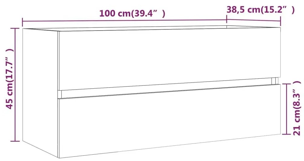 Ντουλάπι Νιπτήρα Καφέ Δρυς 100x38,5x45 εκ. από Μοριοσανίδα - Καφέ