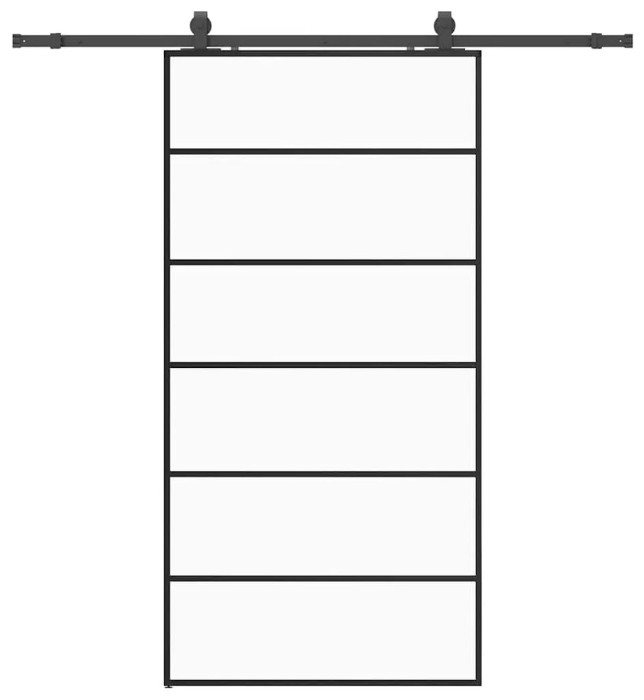 vidaXL Συρόμενη πόρτα με σετ υλικού Μαύρο 102x205 cm ESG Γυαλί