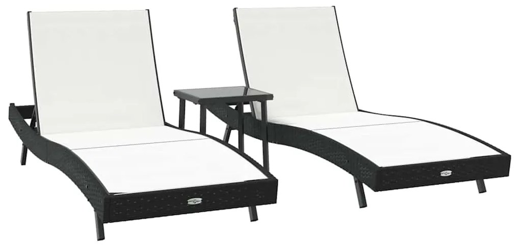 vidaXL Ήλιος Λάουτζερ 3 pcs Μαύρο και Λευκό 40 x 40 x 40.5 εκ