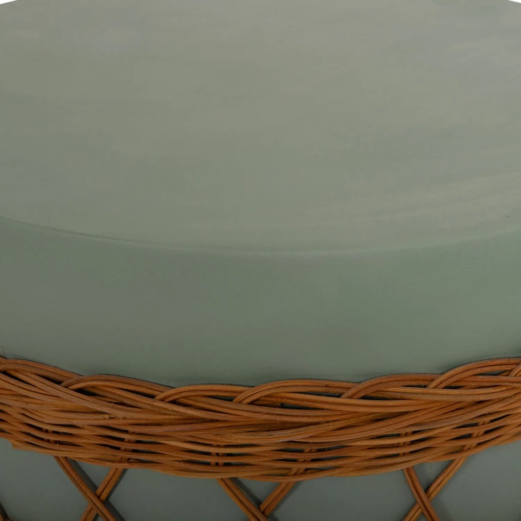 ΤΡΑΠΕΖΙ ΣΑΛΟΝΙΟΥ VILHENA HM18165 FIBER CEMENT ΠΡΑΣΙΝΟ-RATTAN ΦΥΣΙΚΟ Φ56x47Υεκ.