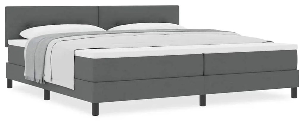 vidaXL Κρεβάτι box spring με στρώμα Σκούρο γκρι 200 x 200 cm ύφασμα
