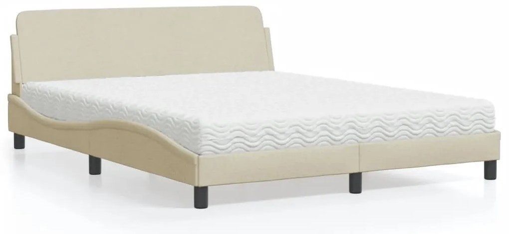 vidaXL Κρεβάτι Κρεμ 160x200 εκ. Υφασμάτινο