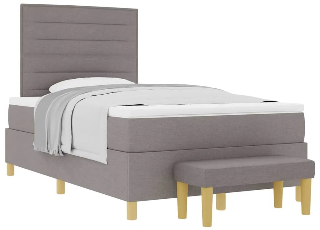 vidaXL Κρεβάτι με ελατήρια με στρώμα Taupe 120 x 200 cm ύφασμα