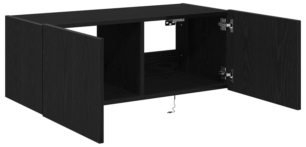 vidaXL Κάβας τηλεόρασης με LED φώτα Μαύρη Δρυς 80x35x31 εκ.