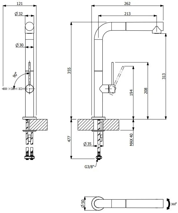 Μπαταρία νεροχύτη Tozo Antique Brass