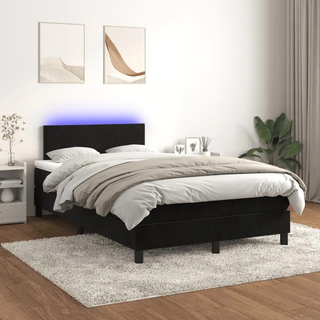 ΚΡΕΒΑΤΙ BOXSPRING ΜΕ ΣΤΡΩΜΑ &amp; LED ΜΑΥΡΟ 120X190 ΕΚ. ΒΕΛΟΥΔΙΝΟ 3270143