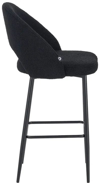 Σκαμπο μπαρ Masebo pakoworld μπουκλέ ύφασμα σε μαύρη απόχρωση με μαύρα μεταλλικά πόδια 48x52x97εκ