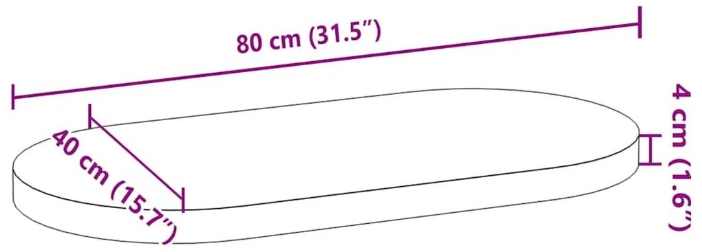 Επιτραπέζια επιφάνεια Σκούρο Καφέ 80x40x4 εκ. Ξύλο Δρυός Οβάλ - Καφέ