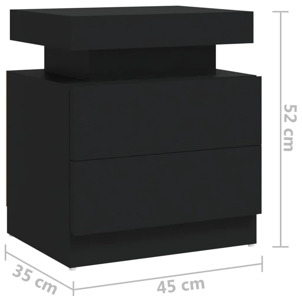 vidaXL Κομοδίνο Μαύρο 40 x 35 x 52 εκ. από Επεξ. Ξύλο