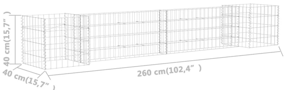vidaXL Συρματοκιβώτιο Γλάστρα Σχήμα «Η» 260x40x40 εκ. Ατσάλινο Σύρμα