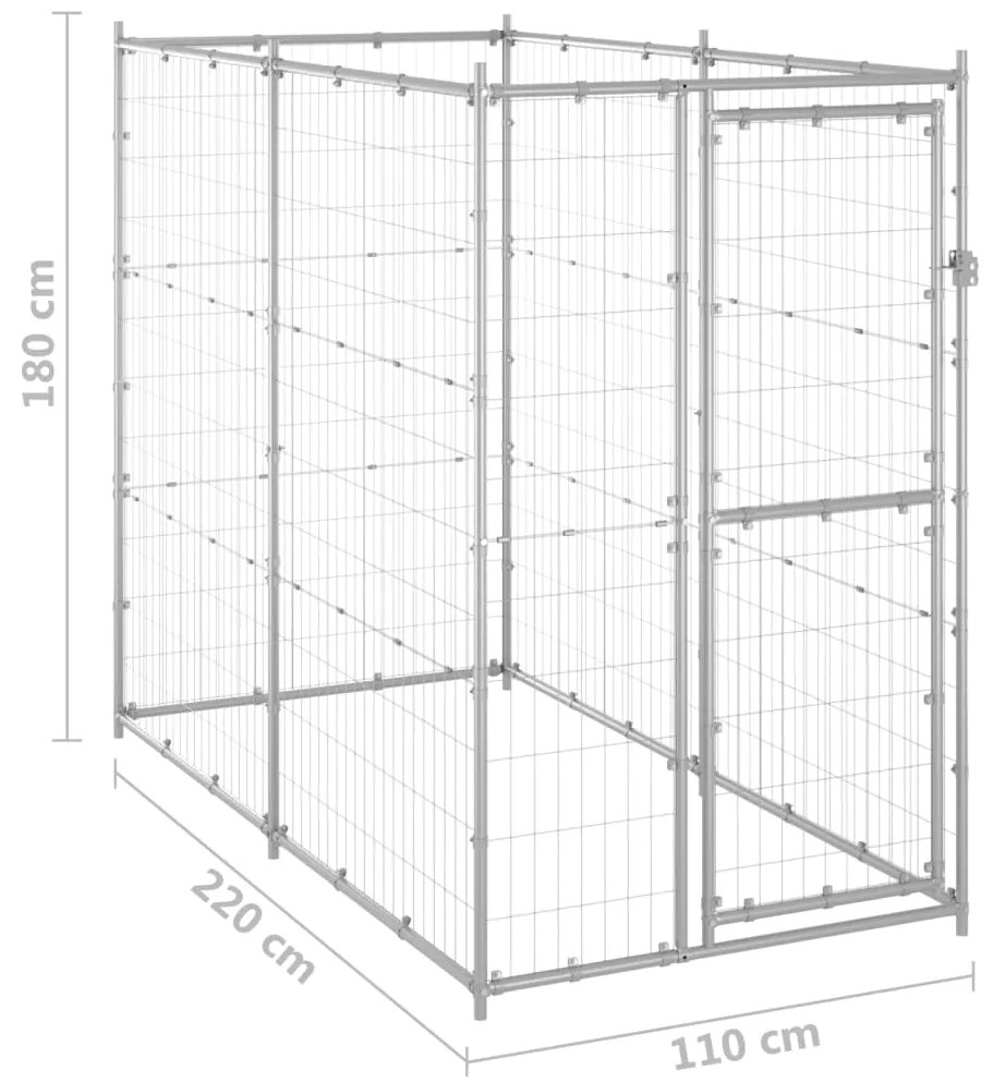 vidaXL Κλουβί Σκύλου Εξ. Χώρου Γαλβαν. Χάλυβας 110 x 220 x 180 εκ.