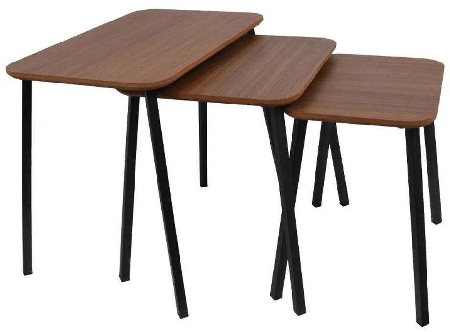 Τραπεζάκια Ζιγκόν (Σετ 3Τμχ) 835-223-277 60x40x50cm Oak-Black