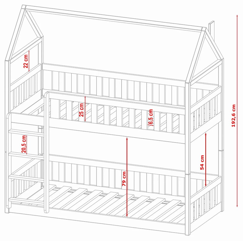 Κουκέτα Σπιτάκι Montessori Pola από μασίφ ξύλο Graphite  90×200cm (Δώρο 10% Έκπτωση στα Στρώματα)