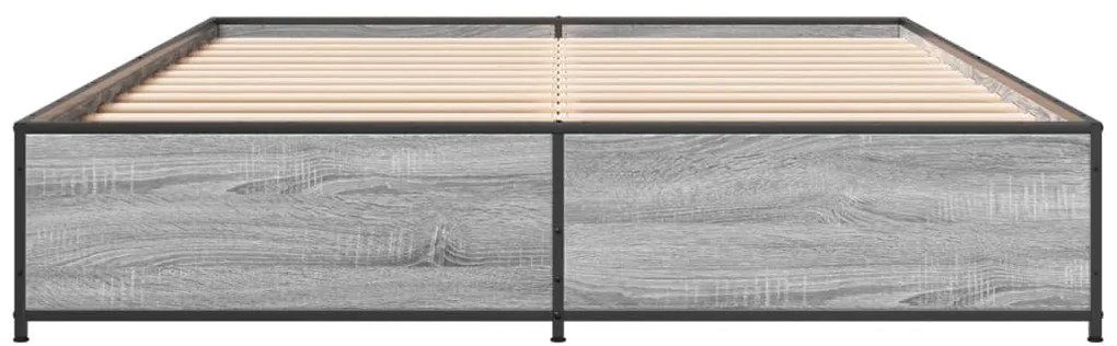 vidaXL Πλαίσιο Κρεβατιού Γκρι Sonoma 140x200 εκ. Επεξ. Ξύλο &amp; Μέταλλο