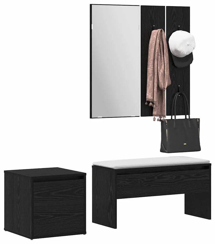 vidaXL Σετ επίπλων χωλ με συρτάρι 3 pcs Μαύρη δρυς 80 x 31 x 40 εκ